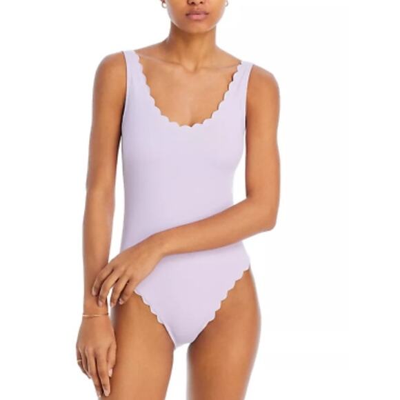 Aqua Swimwear Scalloped One pc Swimsuit NWT XL Light Lilac - Picture 2 of 10